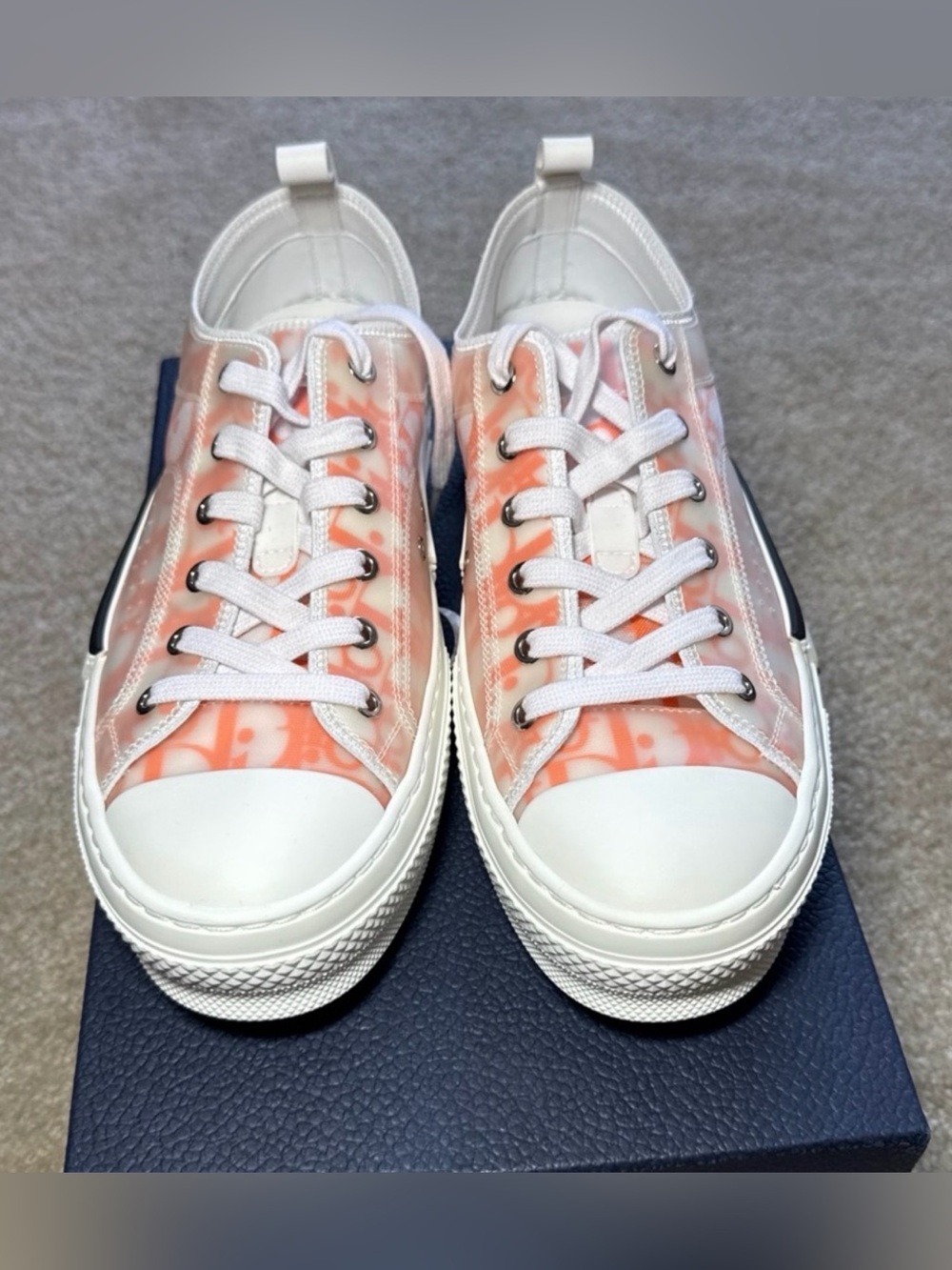 Dior Orange White Low-Top Sneakers